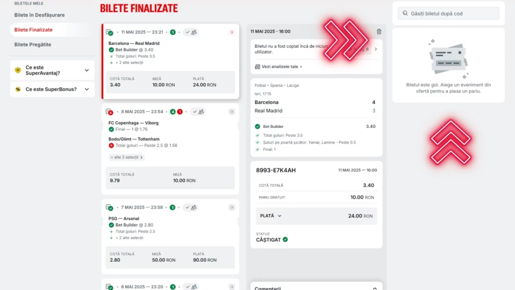 Verificare bilet Superbet online